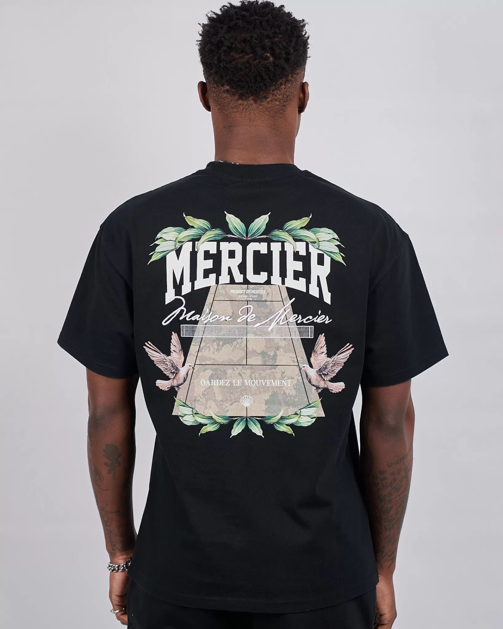 New Mercier Camicia da corte botanica nera