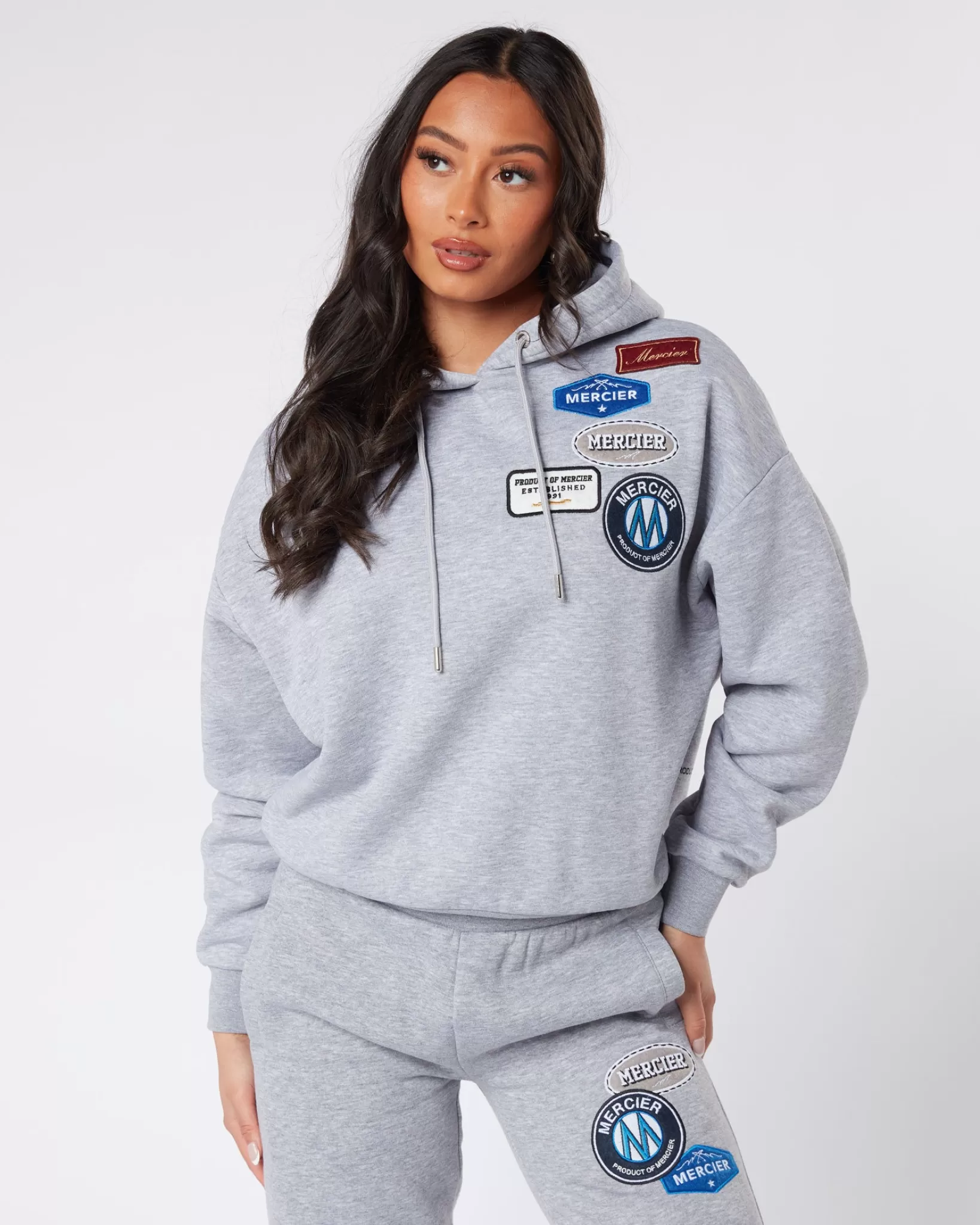 Hot Mercier Felpa con cappuccio originale da donna in grigio Marl