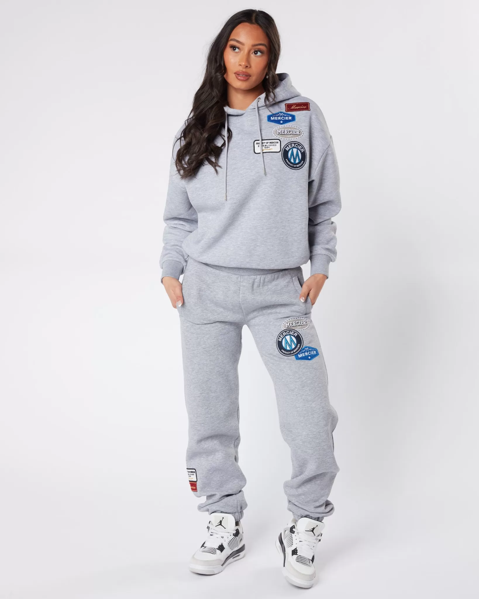 Hot Mercier Felpa con cappuccio originale da donna in grigio Marl