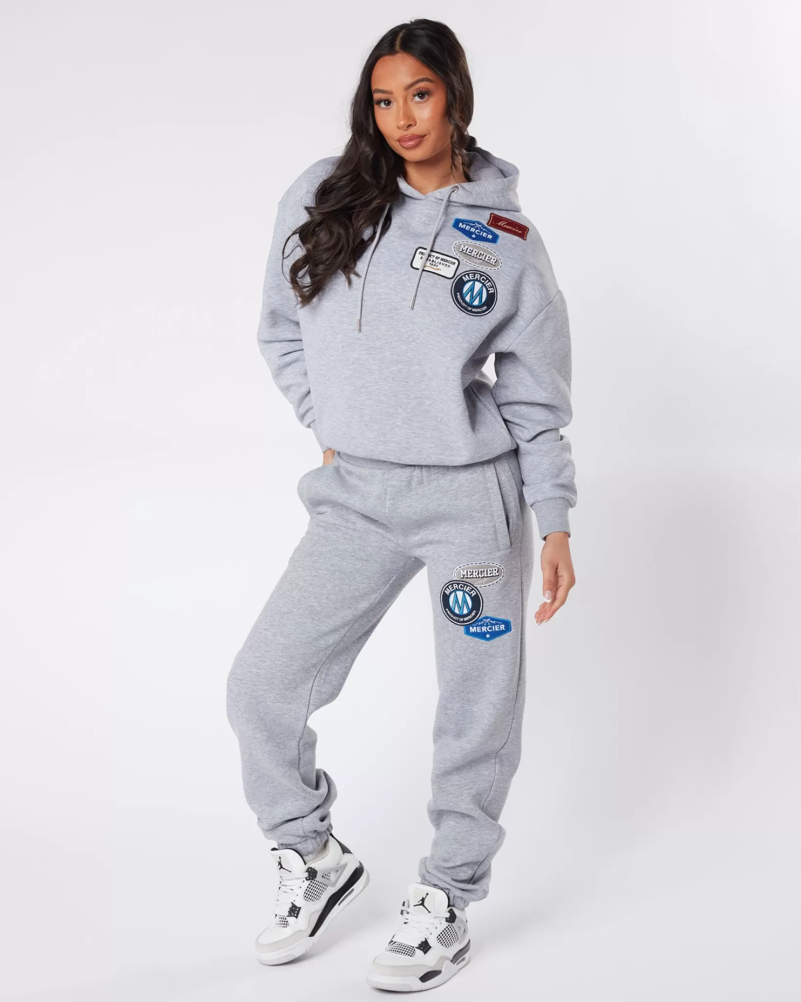 Hot Mercier Felpa con cappuccio originale da donna in grigio Marl