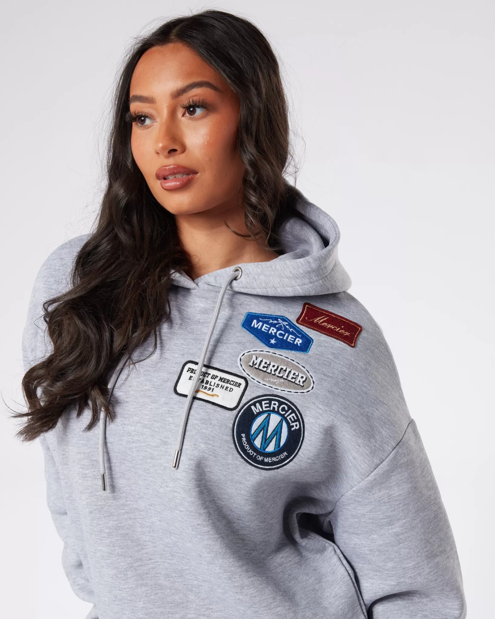 Hot Mercier Felpa con cappuccio originale da donna in grigio Marl