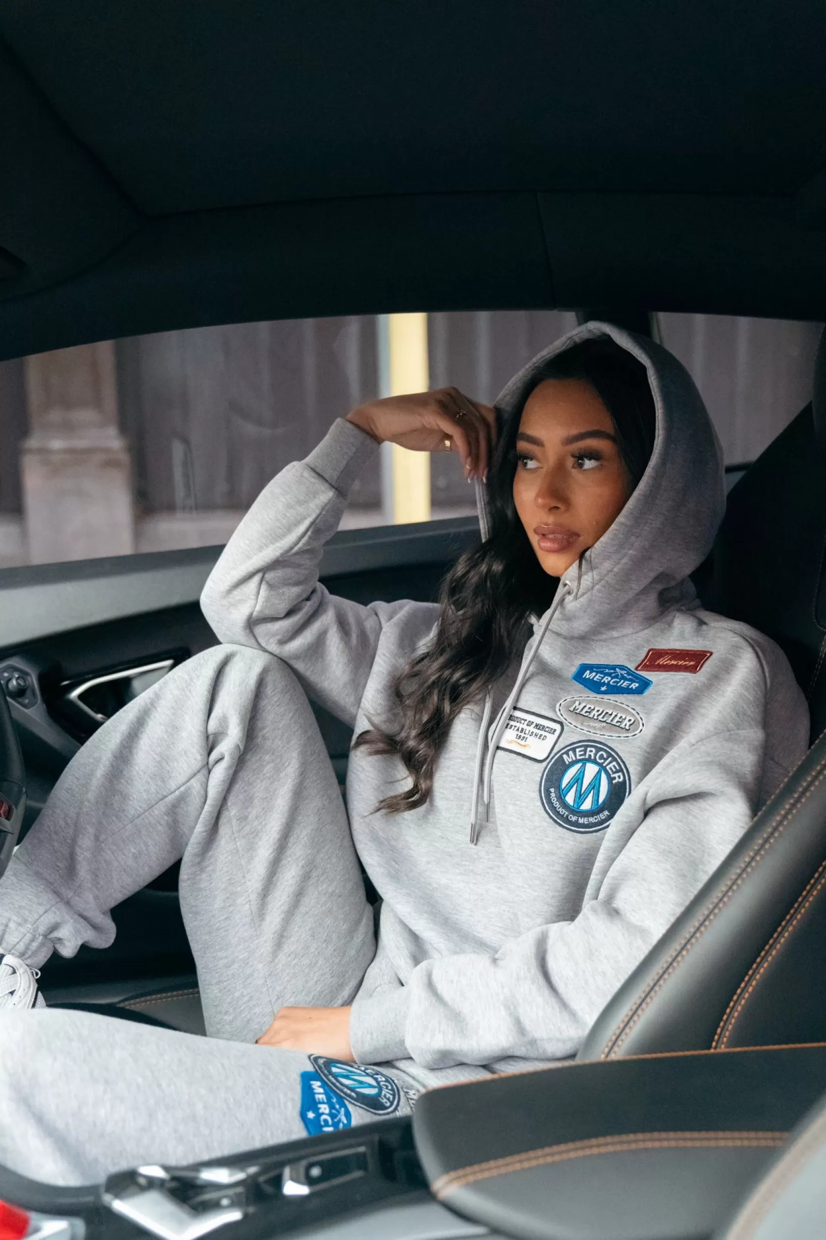 Hot Mercier Felpa con cappuccio originale da donna in grigio Marl