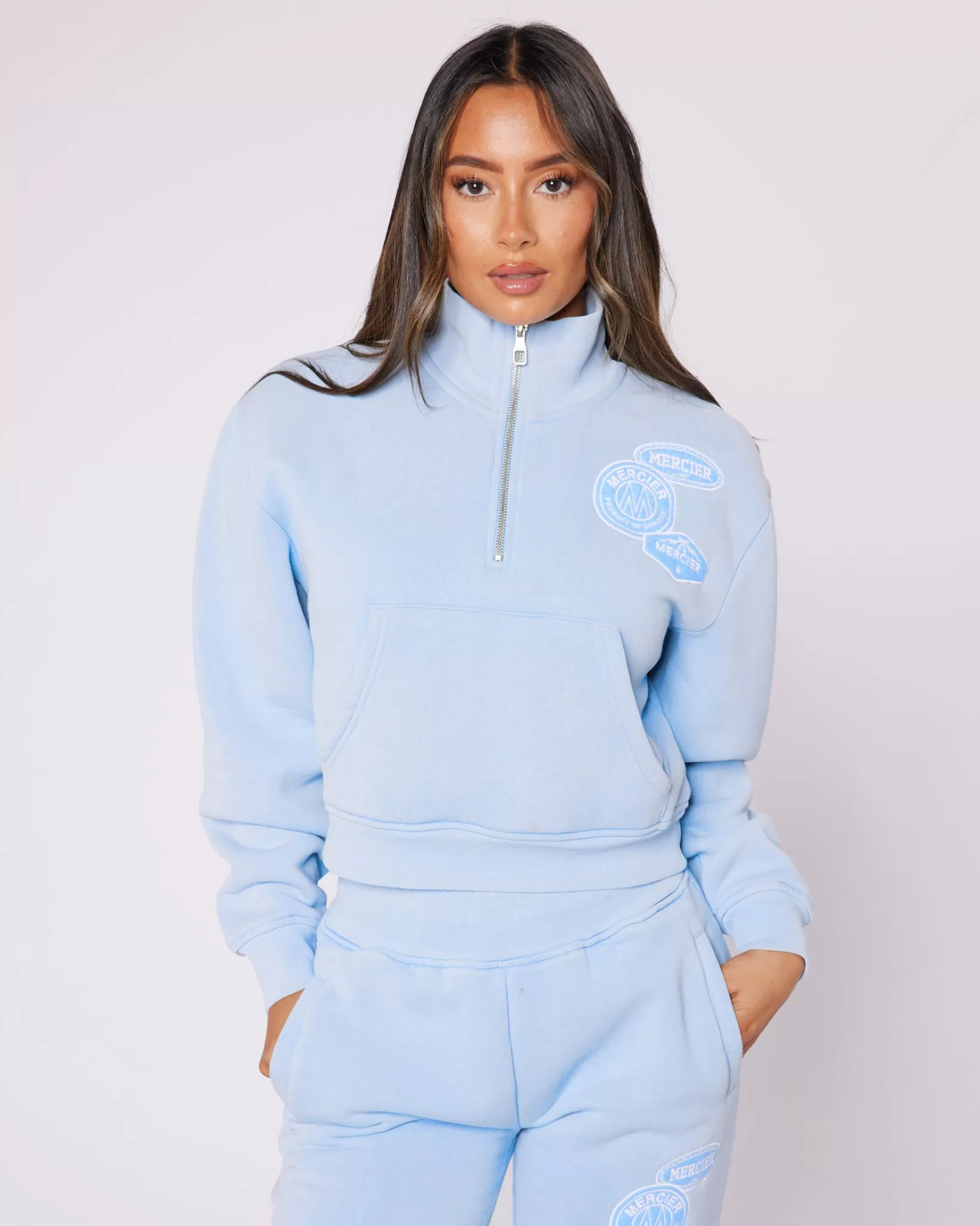 Best Sale Mercier Felpa con zip a un quarto OG blu lavato da donna