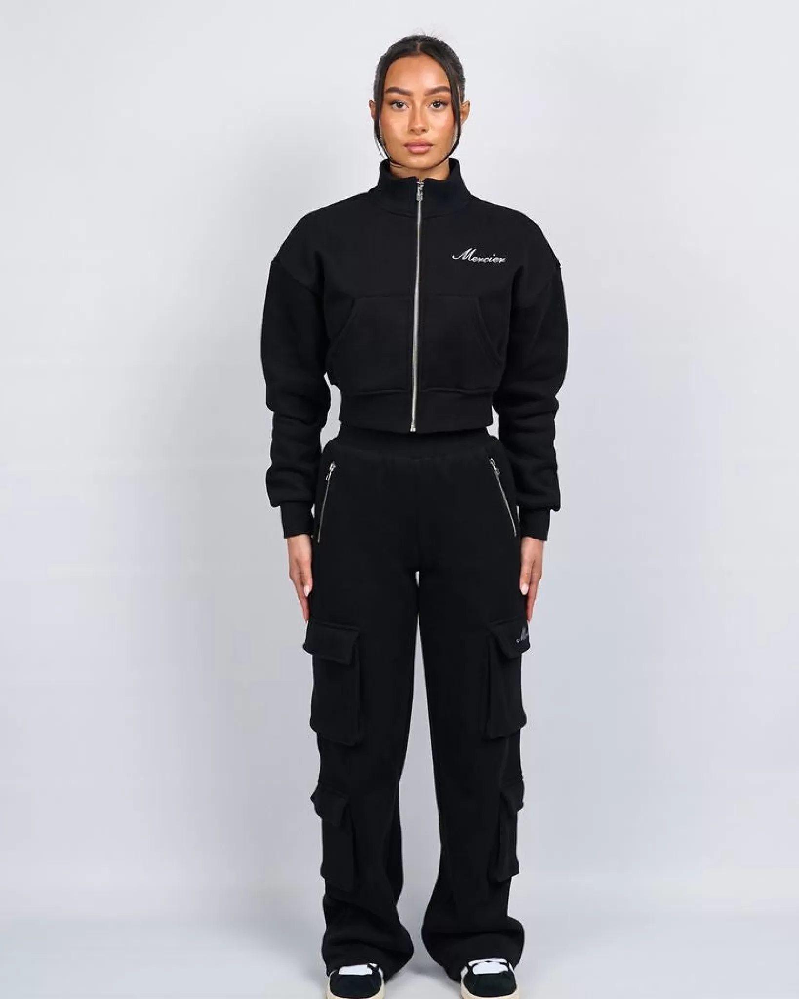 Hot Mercier Giacca da pista in jersey con firma nera da donna
