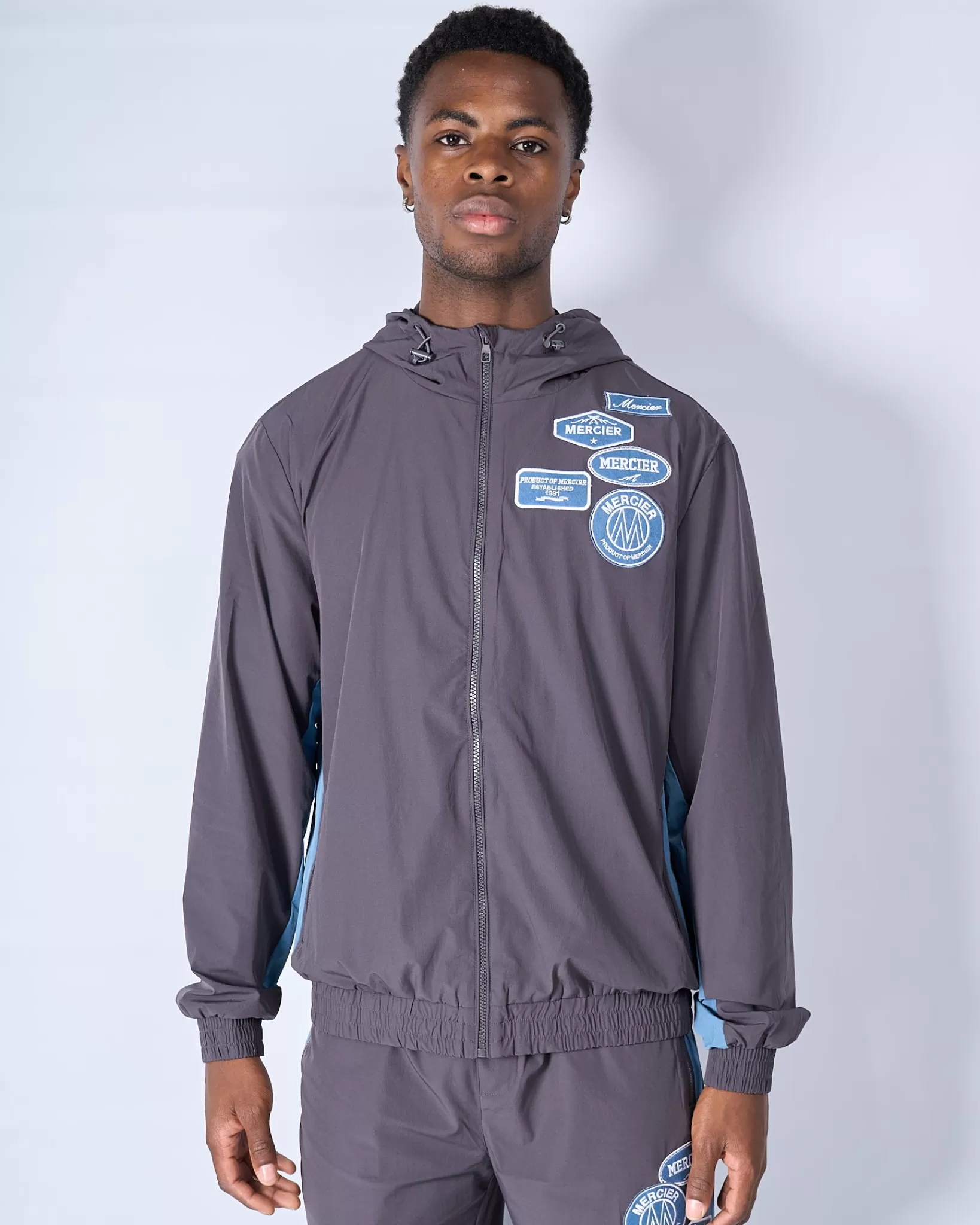 Cheap Mercier Slate Flint Contrast Badge Windbreaker